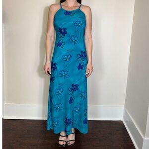 La Belle Vintage Maxi Blue Floral Dress Size 5